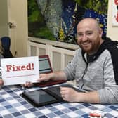 Pictured are Bronagh and Chris at the Repair Café last year.