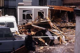 The scene of the mortar attack which killed nine RUC officers in 1985. Pic: Pacemaker