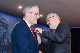 Jarlath Burns (left) succeeds Larry McCarthy (right) as GAA President. Pic: Ulster GAA