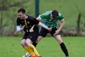 Action from Saturday's league clash between Greenfield Park and Cartwheel United at Derrylecka. BM10