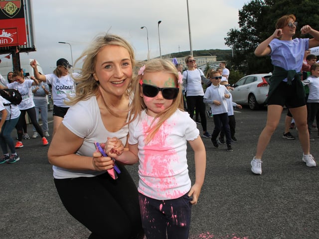 In the Pink and enjoying the dancing before the Colour Run starts. INNR3955