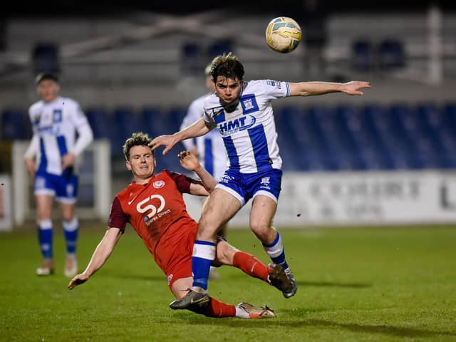 Newry City's Lorcan Forde in action against Dundela.