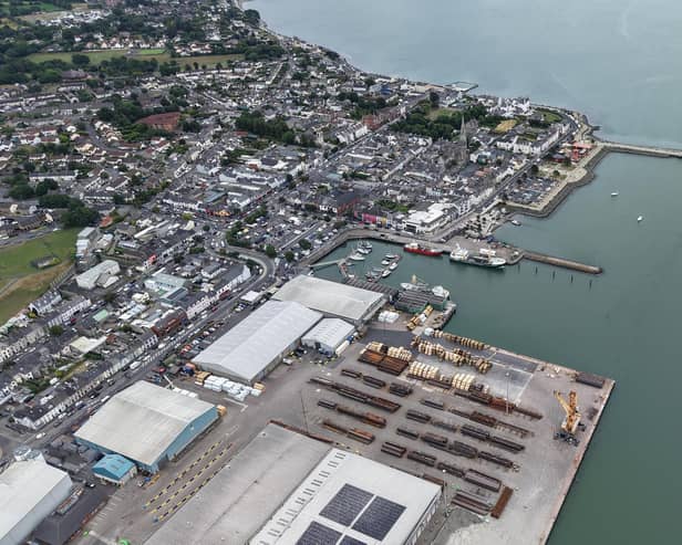 Warrenpoint town and the harbour.