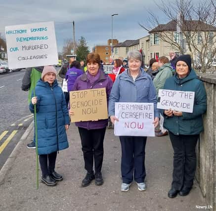 Healthcare workers protest at Daisy Hill Hospital.