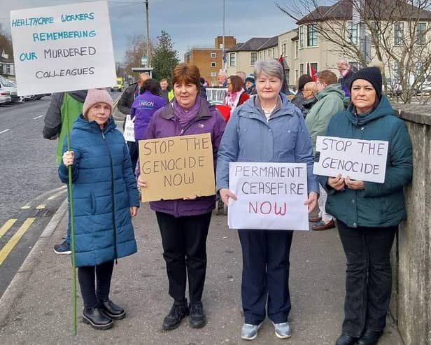 Healthcare workers protest at Daisy Hill Hospital.