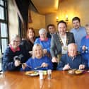 Council Chairperson Councillor Pete Byrne joins with Newry Cancer Research Committee Members, Aibhín Frizzell and Kevin Shine (Bellini's) to launch the Big Breakfast. Come along and support this hard working committee. INNR1042